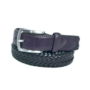 DOCKERS Men’s Braided Genuine Leather Belt Dark Brown Silver‎ Buckle Size 40/100